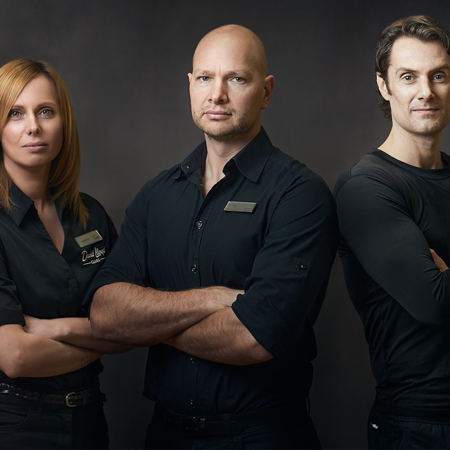 Corporate team image, team group portrait in matching uniforms
